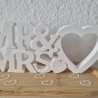 Mr.&Mrs. Schriftzug mit Holzuntersetzer