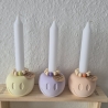 Smily Kerzenständer in Regenbogenfarben mit Kerze und Perlendeko