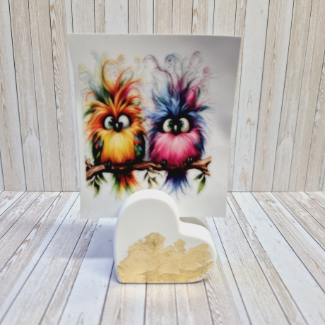 Fotohalter Herz aus Gießpulver Gießkeramik Geschenkidee Deko