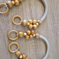 1 PaarTaschengriffe, Vintage, mit Holzperlen