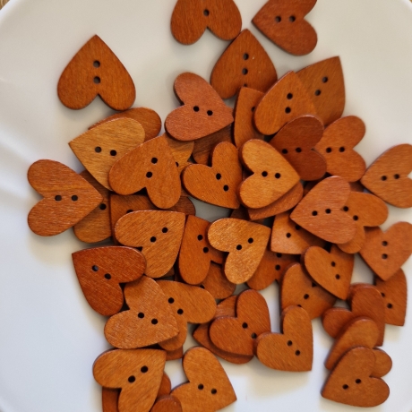 50 Vintage Holzknöpfe Herz