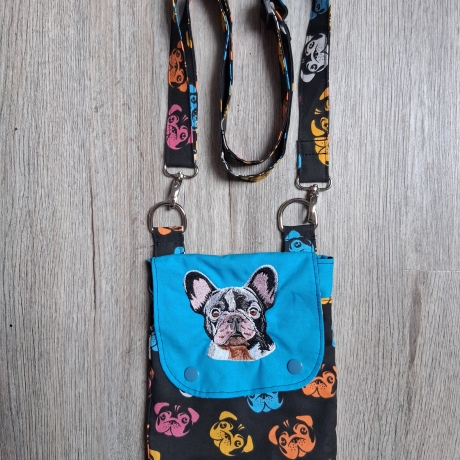 Umhängetasche klein Crossbodytasche Handytasche Hund Mops 
