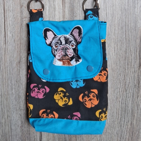 Umhängetasche klein Crossbodytasche Handytasche Hund Mops 