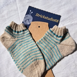Socken Gr. 36/37 hellbeige/türkis Ringelsocken Socken Gr. 36/37 hellbeige/türkis Ringelsocken