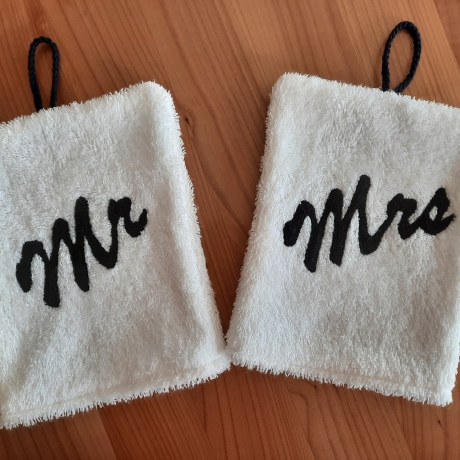 Waschhandschuh für das Brautpaar - also Mr. und Mrs.