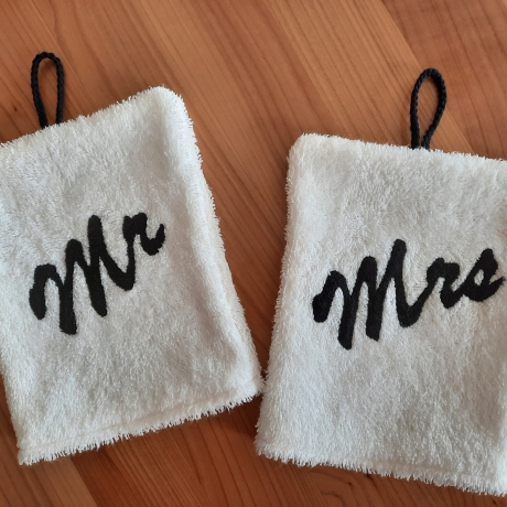 Waschhandschuh für das Brautpaar - also Mr. und Mrs.