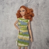 Buntes Puppenkleid und Zubehör für 1:6 Puppen (Barbie, Steffi)
