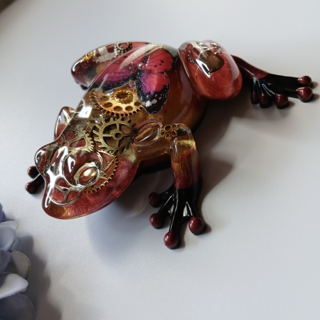 Epoxidharz Frosch Schmetterling rot