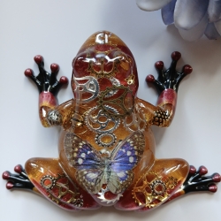 Epoxidharz Frosch Schmetterling blau