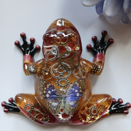 Epoxidharz Frosch Schmetterling blau