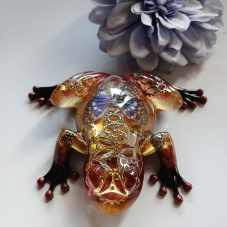 Epoxidharz Frosch Schmetterling blau