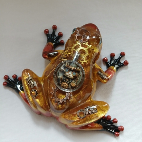 Epoxidharz Frosch SteamPunk Katze Amulett