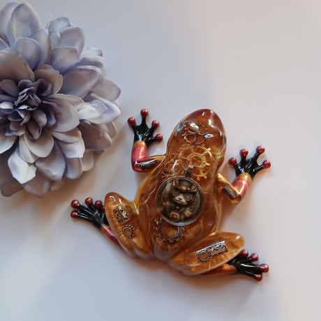 Epoxidharz Frosch SteamPunk Katze Amulett