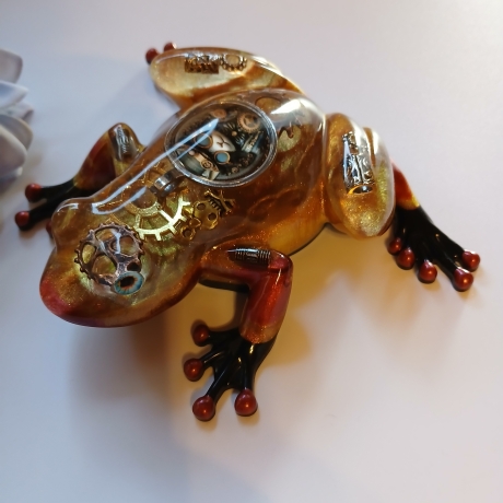Epoxidharz Frosch SteamPunk Katze Amulett