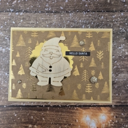 Weihnachtskarte mit Weihnachtsmann aus Holz