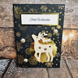 Weihnachtskarte mit Rentier/Hirsch aus Holz
