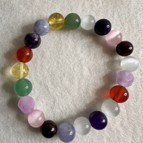 Edelstein Armband 8 mm – Naturstein‑Mix bunt, elastisch, 12–20 cm