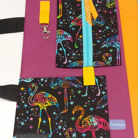 Maltasche Malmappe Stiftemappe für Malutensilien -bunte Flamingos