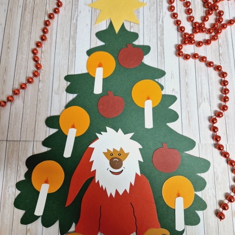 Fensterbild aus Tonkarton Wichtel Baum Weihnachten Geschenkidee 