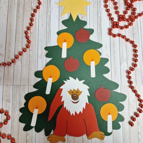 Fensterbild aus Tonkarton Wichtel Baum Weihnachten Geschenkidee 