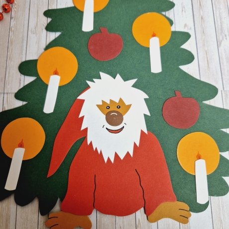 Fensterbild aus Tonkarton Wichtel Baum Weihnachten Geschenkidee 