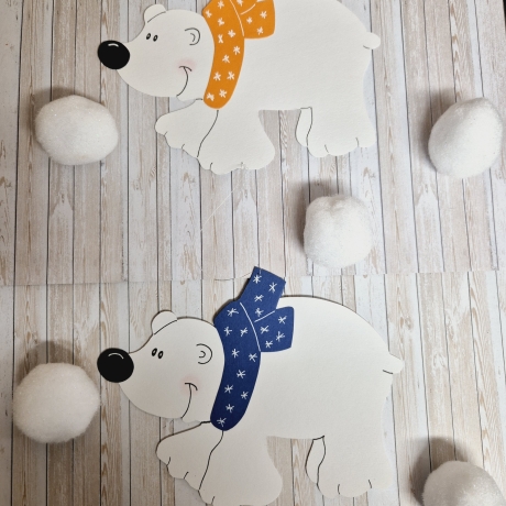 Fensterbild Tonkarton Eisbären-Mobile Weihnachten Geschenkidee 