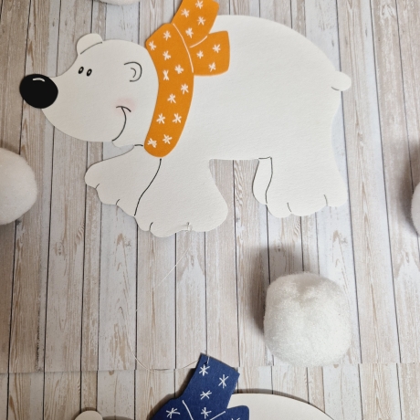 Fensterbild Tonkarton Eisbären-Mobile Weihnachten Geschenkidee 