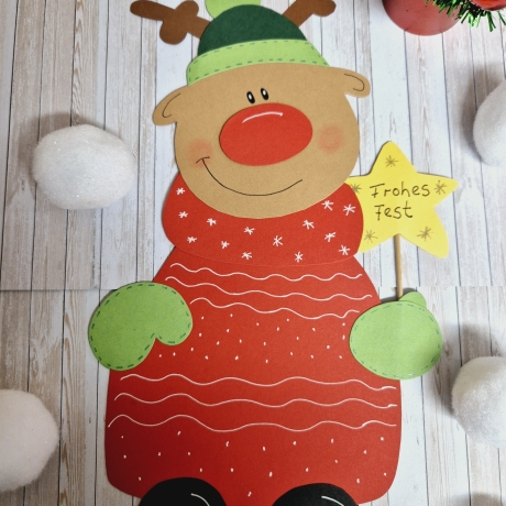 Fensterbild aus Tonkarton Elch Weihnachten Geschenkidee 