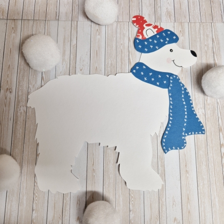 Fensterbild aus Tonkarton Eisbär Weihnachten Geschenkidee 