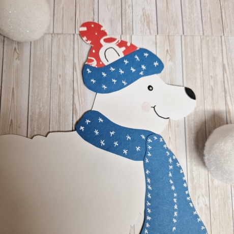 Fensterbild aus Tonkarton Eisbär Weihnachten Geschenkidee 