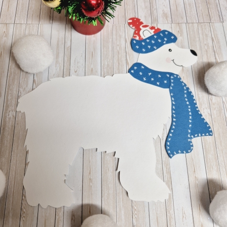Fensterbild aus Tonkarton Eisbär Weihnachten Geschenkidee 