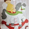 Fensterbild aus Tonkarton Engel Schaukelpferd Weihnachten  