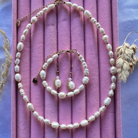 Perlenschmuck Set Damen – echte Süßwasserperlen