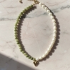 Jade Halskette grün mit Süßwasserperlen & Herz