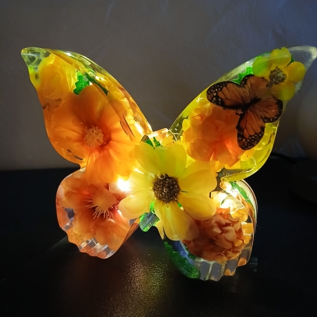 Epoxidharz Schmetterling beleuchtet