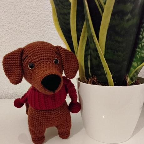 Amigurumi-Stofftier, gehäkelt: Hund - Dackel 
