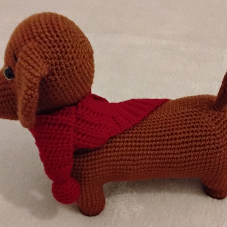 Amigurumi-Stofftier, gehäkelt: Hund - Dackel 