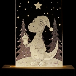Graviertes Nachtlicht Dino mit Nachtlicht 