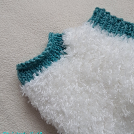 Handstulpen in Felloptik - türkis/weiß  Gr. S/M