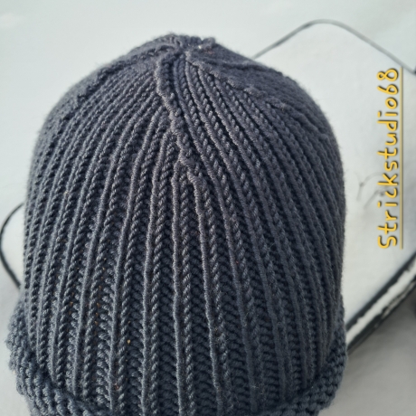 Strickmütze - grau - KU 50-56 cm -  handgestrickt - schlicht