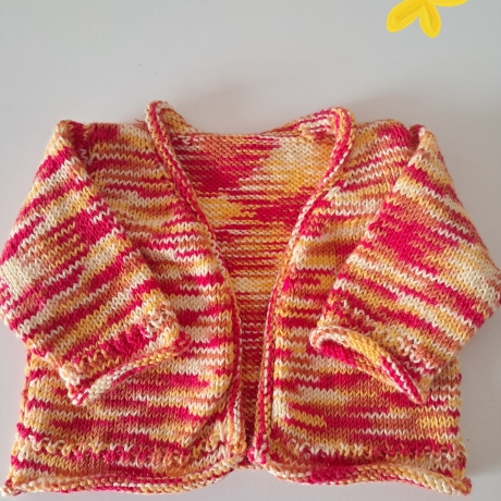 Jäckchen - Gr.50/56 - handgestrickt - rot,gelb, orange