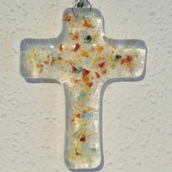 Kreuz aus Glas...Hochzeitsgeschenk...Kommunion...Taufgeschenk 