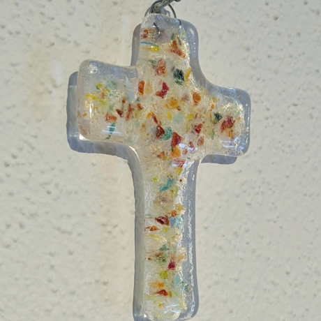 Kreuz aus Glas...Hochzeitsgeschenk...Kommunion...Taufgeschenk 