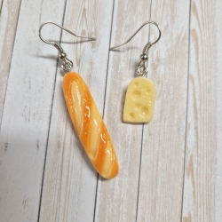 originelle Ohrringe Ohrhänger Baguette Käse