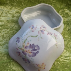 Zartes Blumenpastell auf Limoges Porzellan. Annie Grenade.