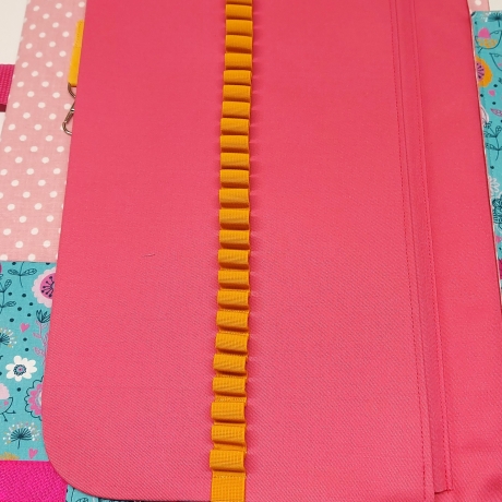 Maltasche/Zeichentasche für Kinder - Blumenwiese helltürkis/senf