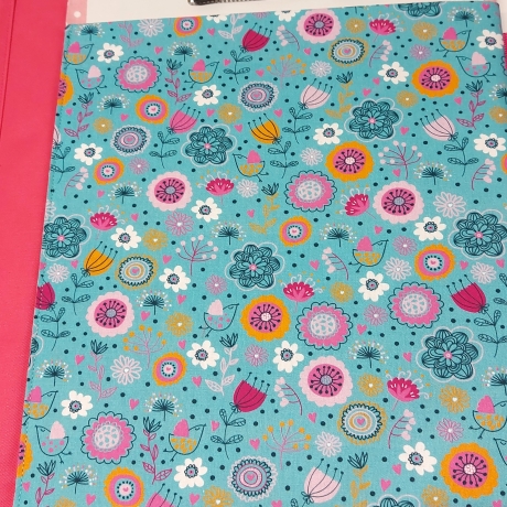 Maltasche/Zeichentasche für Kinder - Blumenwiese helltürkis/senf