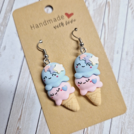 Ohrringe Ohrhänger Eiskugeln in Waffel Kawaii