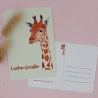Postkarte mit Giraffe Liebe Grüße