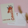 Postkarte mit Giraffe Liebe Grüße